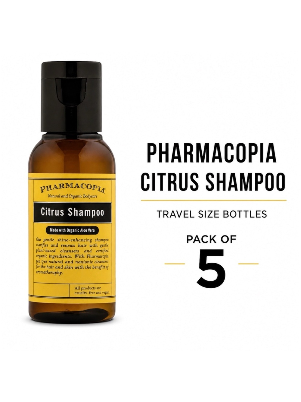 PHARMACOPIA CITRUS SHAMPOO 22ML X5 (TRAVEL SIZES) - BRAND NEW